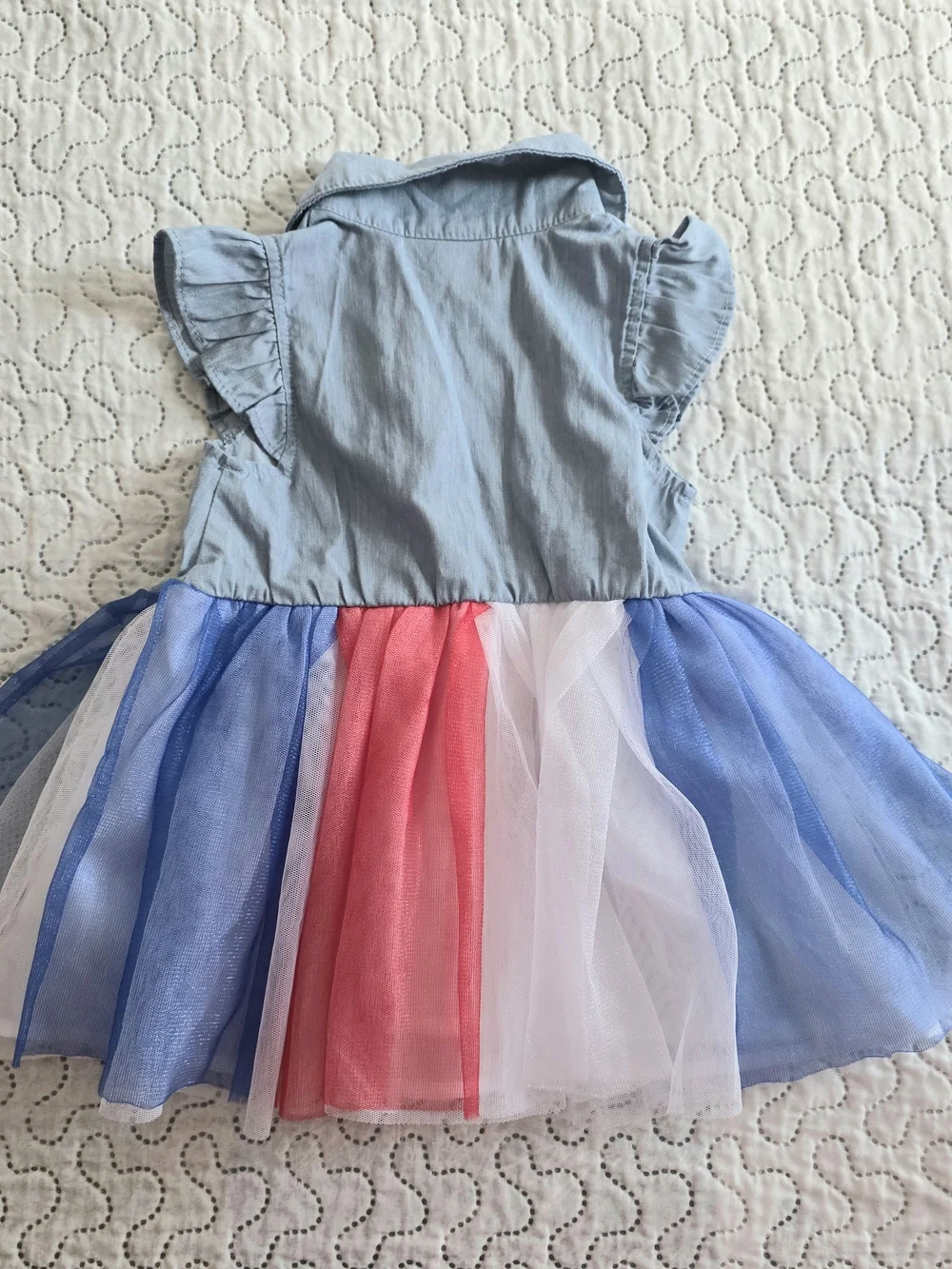 Disney Junior Minnie Mouse Dress Girls 12M Blue Button Front Americana Tutu